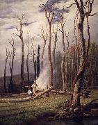unknow artist Spring--Burning Trees in a Girdled Clearing, Western Scene Sweden oil painting artist